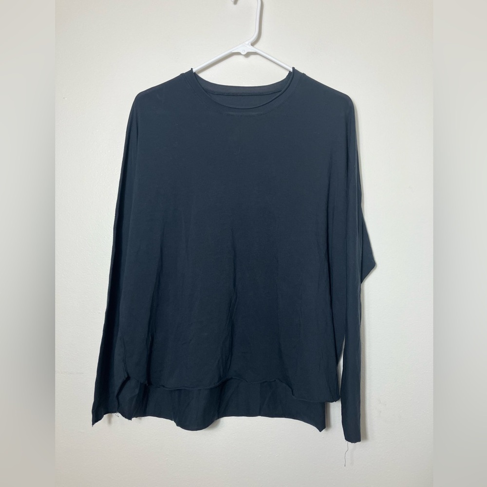 Frank And Eileen Cotton Slub Long Sleeve Tee Sz XS P2P 26” Oversized Black Flaw!